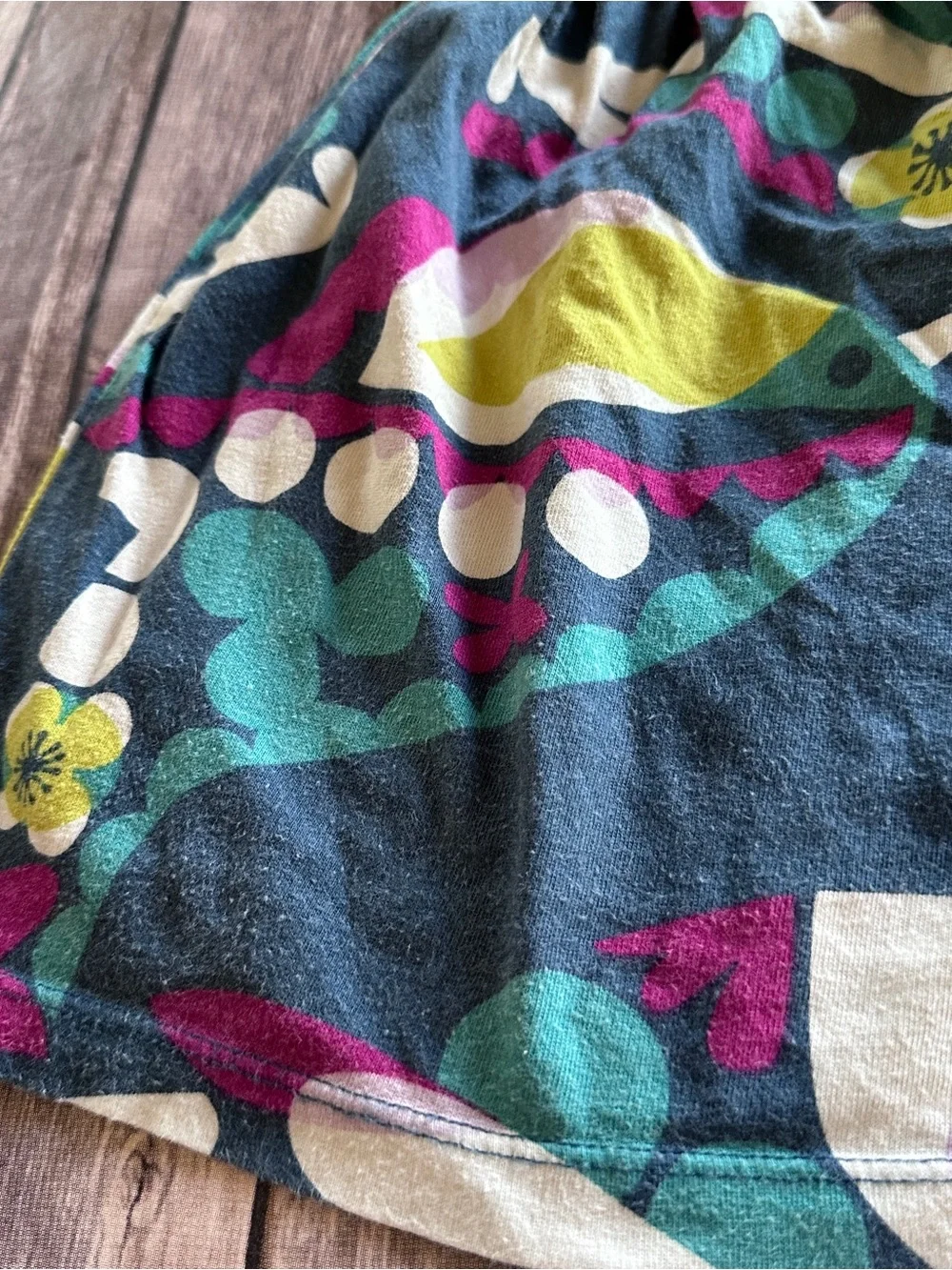 Tea teal bird dress fair fade pilling 12/18